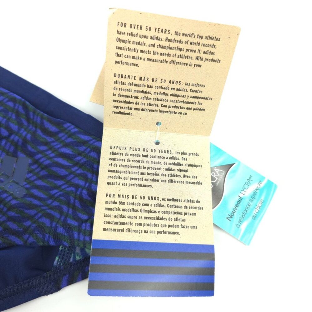 NWT Adidas Classic Swim Briefs Navy Blue Print Athletic Sporty Water Polo Swim - Picture 4 of 9